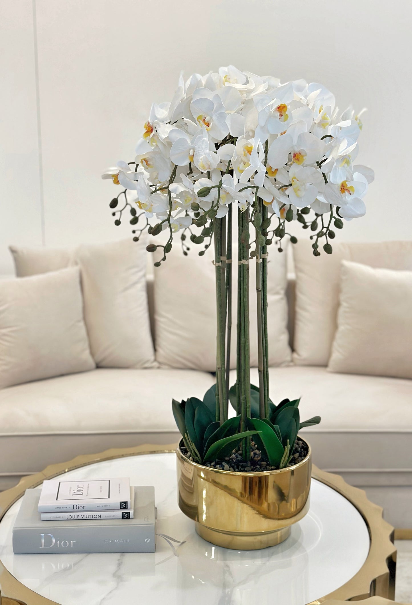 3D orchidea v luxusnej zlatej nádobe 100 cm x 27 cm