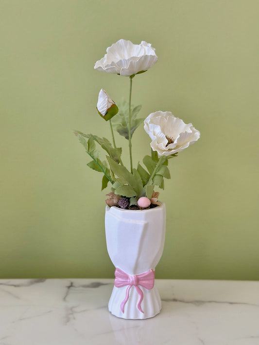 Jarná dekorácia na stôl -biela 44 cm x 10 cm